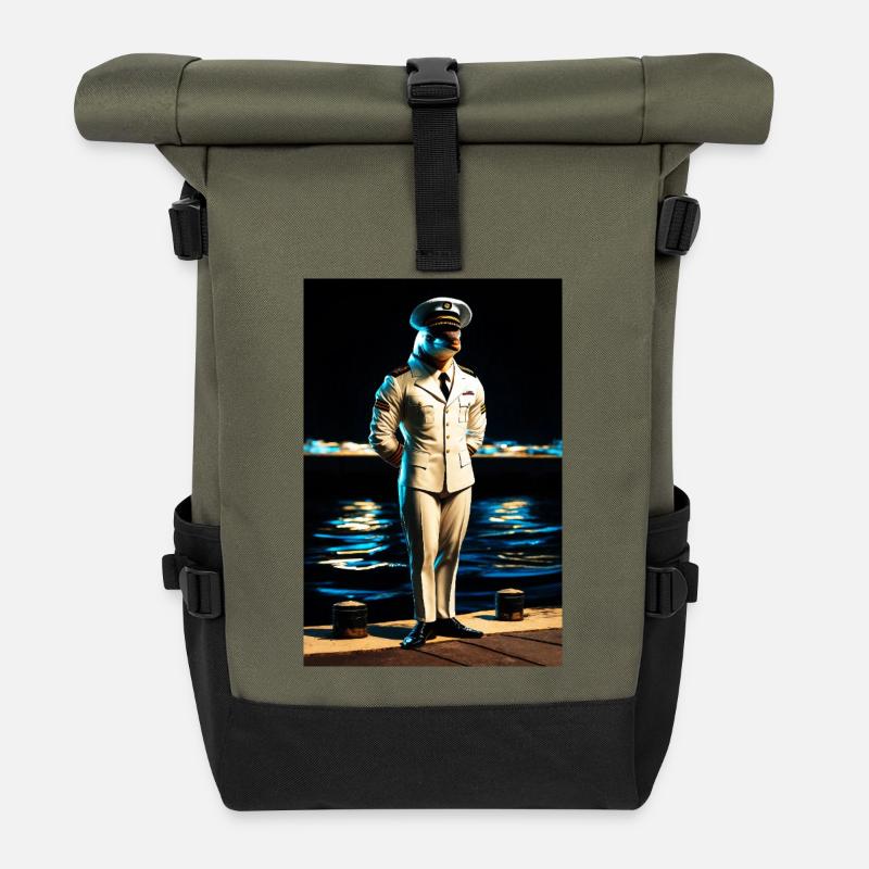 Mariner humanoider Delfin - Rolltop Rucksack - Olive/Schwarz