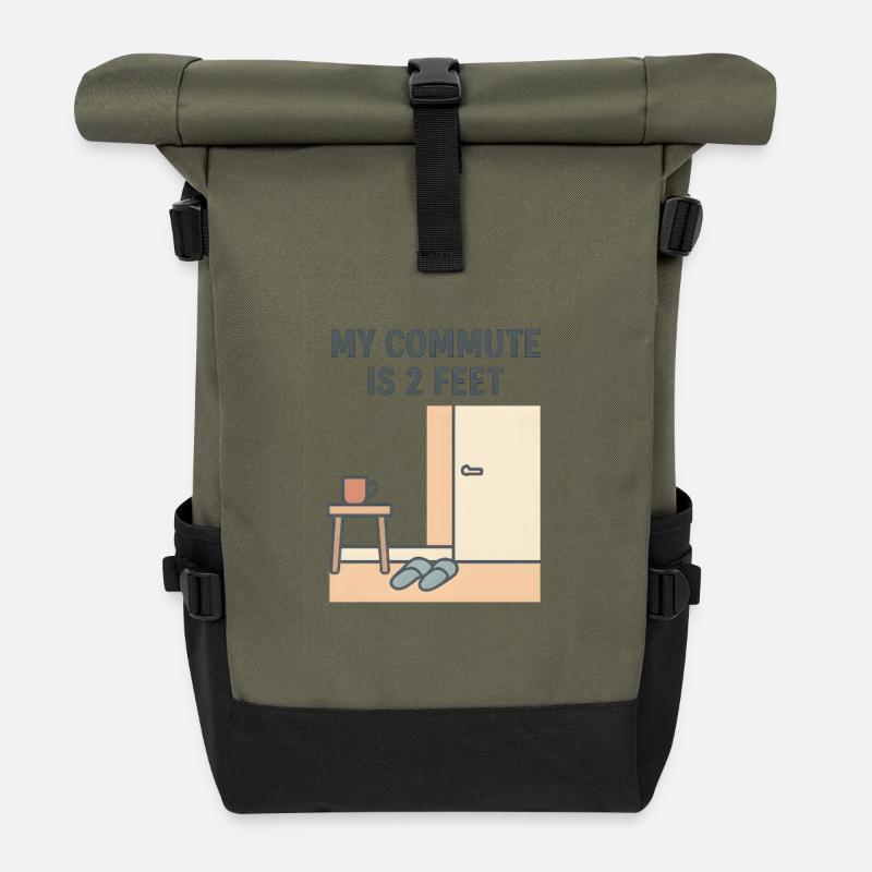 Mon trajet est de 2 pieds illustration - Sac à dos roll top - olive/noir