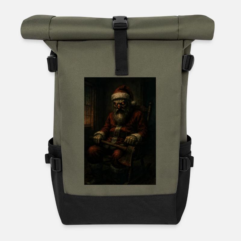 Le Père Noël Noir avec la hache - Sac à dos roll top - olive/noir