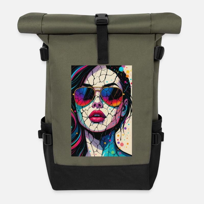 SUGARCRASH_NEON_6000x9000 - Rolltop Rucksack - Olive/Schwarz