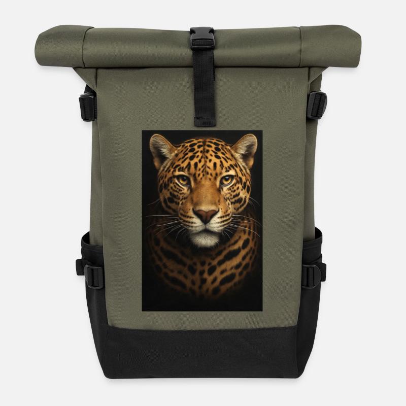 Datenanalyse-Illustration mit Leopard - Rolltop Rucksack - Olive/Schwarz