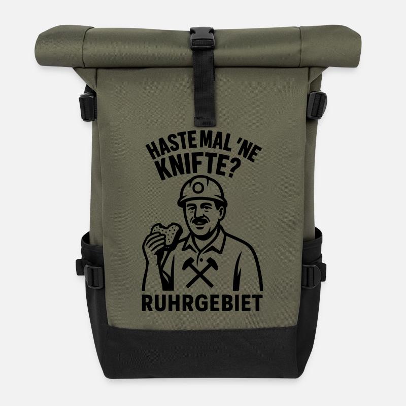 Haste Mal Ne Knifte Ruhrgebiet - Rolltop Rucksack - Olive/Schwarz