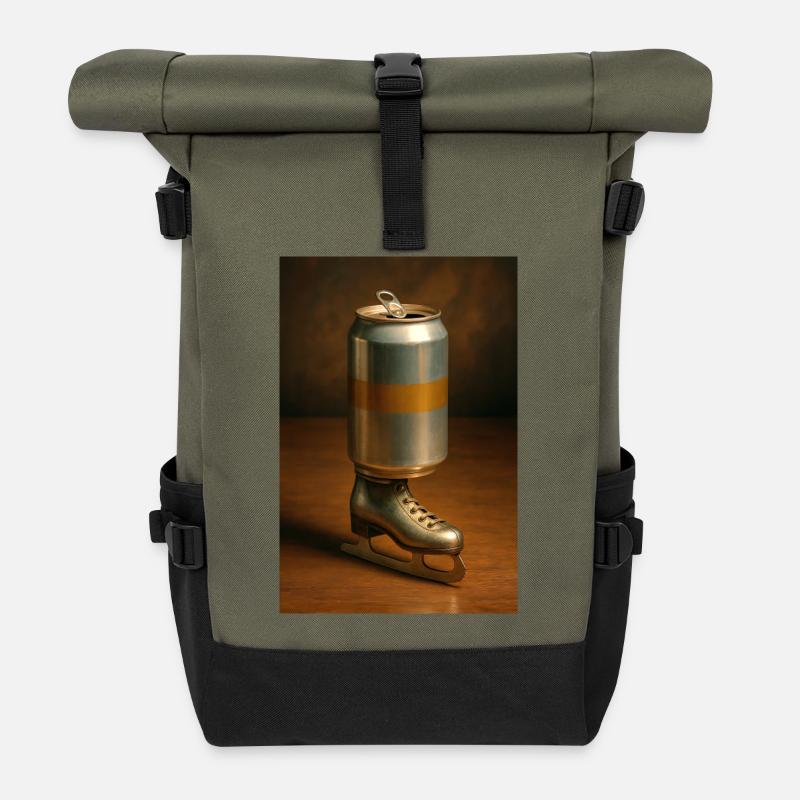 Can and skate - Roll Top Backpack - olive/black