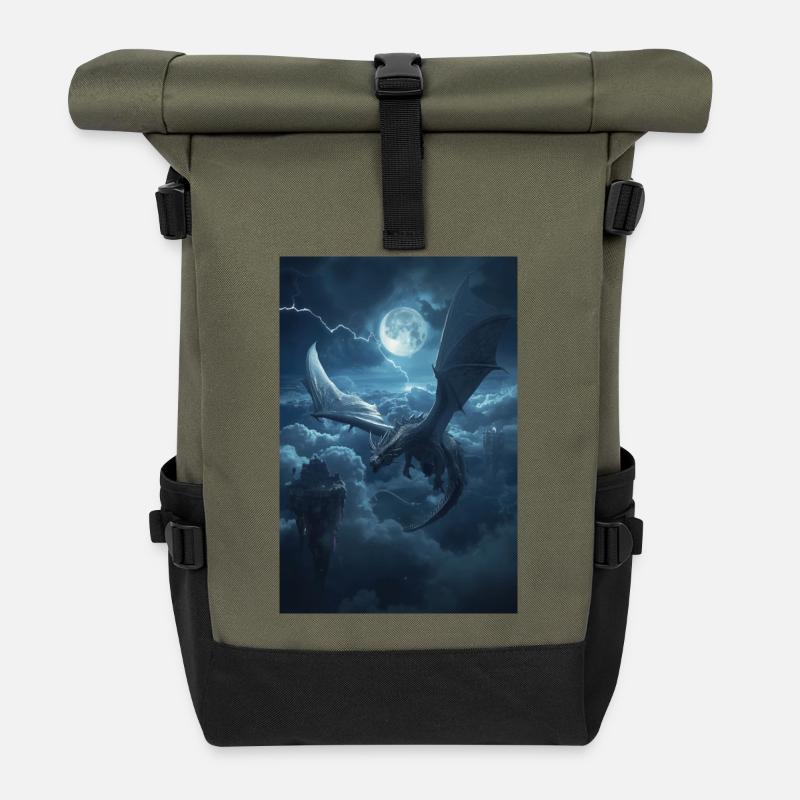 Der letzte Himmelsgeborene Drache - Rolltop Rucksack - Olive/Schwarz