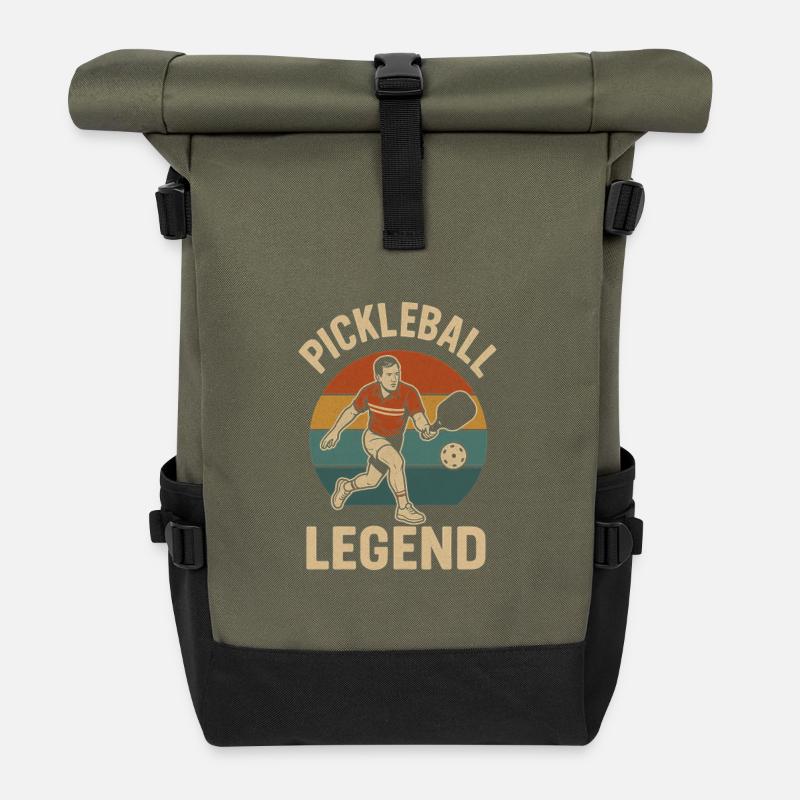 Pickleball Legende Retro - Rolltop Rucksack - Olive/Schwarz
