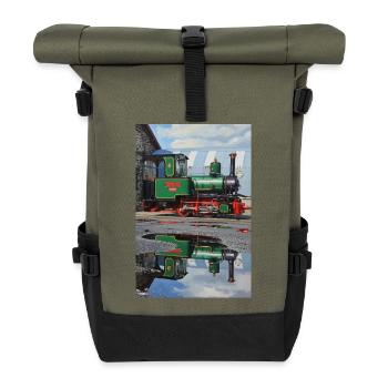 Reflexion der Dampflokomotive - Rolltop Rucksack - Olive/Schwarz - Vorne