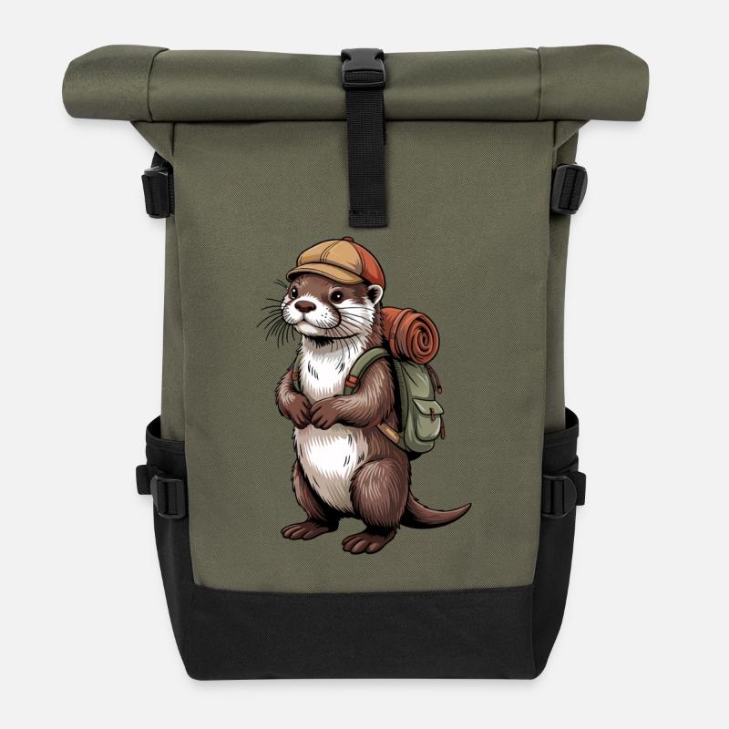 Otter Wanderer mit Rucksack - Rolltop Rucksack - Olive/Schwarz