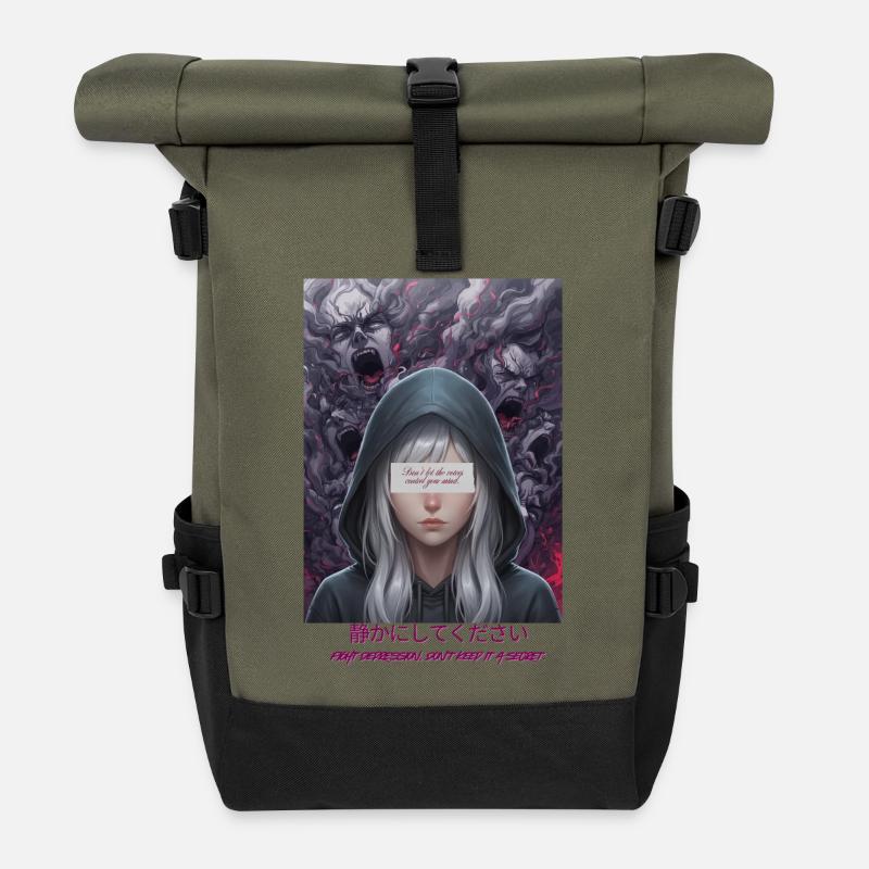 Hooded Vision: Silent Rebellion - Roll Top Backpack - olive/black