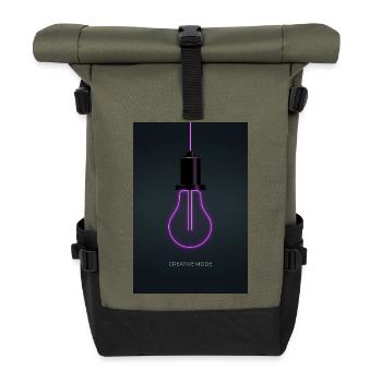 Creative Mode Neon Glühbirne Poster - Rolltop Rucksack - Olive/Schwarz - Vorne