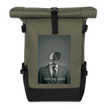 Privacy Is An Illusion Poster Minimal - Rolltop Rucksack - Olive/Schwarz - Vorne