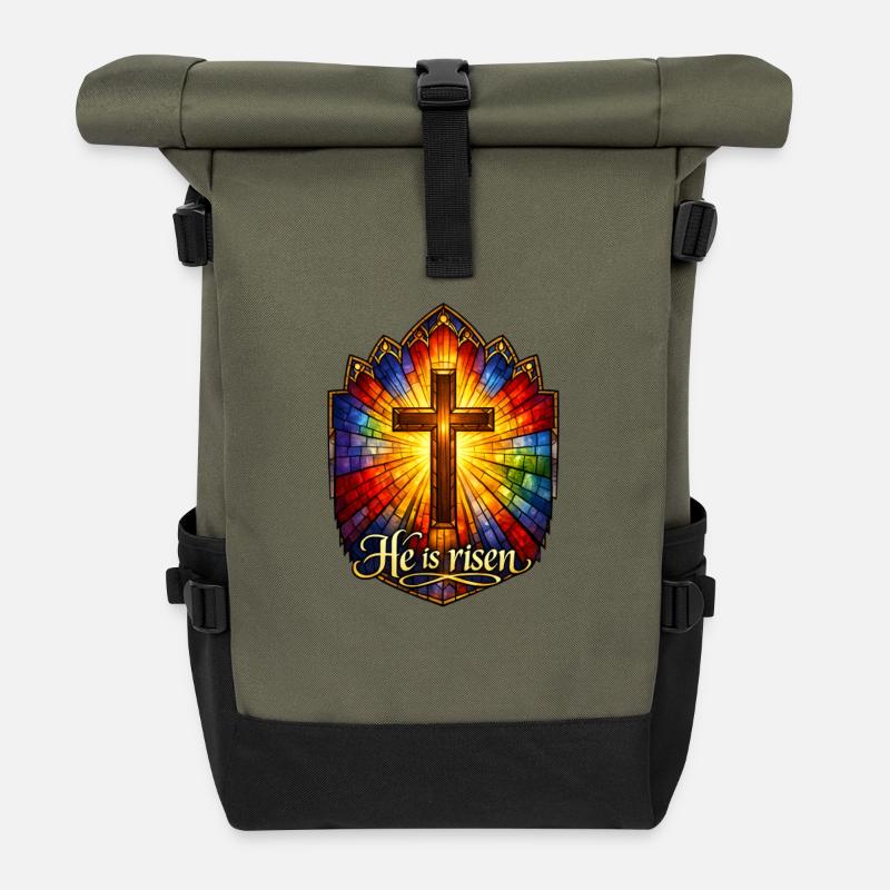 He is risen - Rolltop Rucksack - Olive/Schwarz
