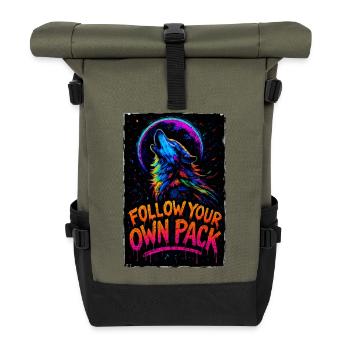 Loup Alpha Multicolore Design Follow Your Own Pack - Sac à dos roll top - olive/noir - Devant