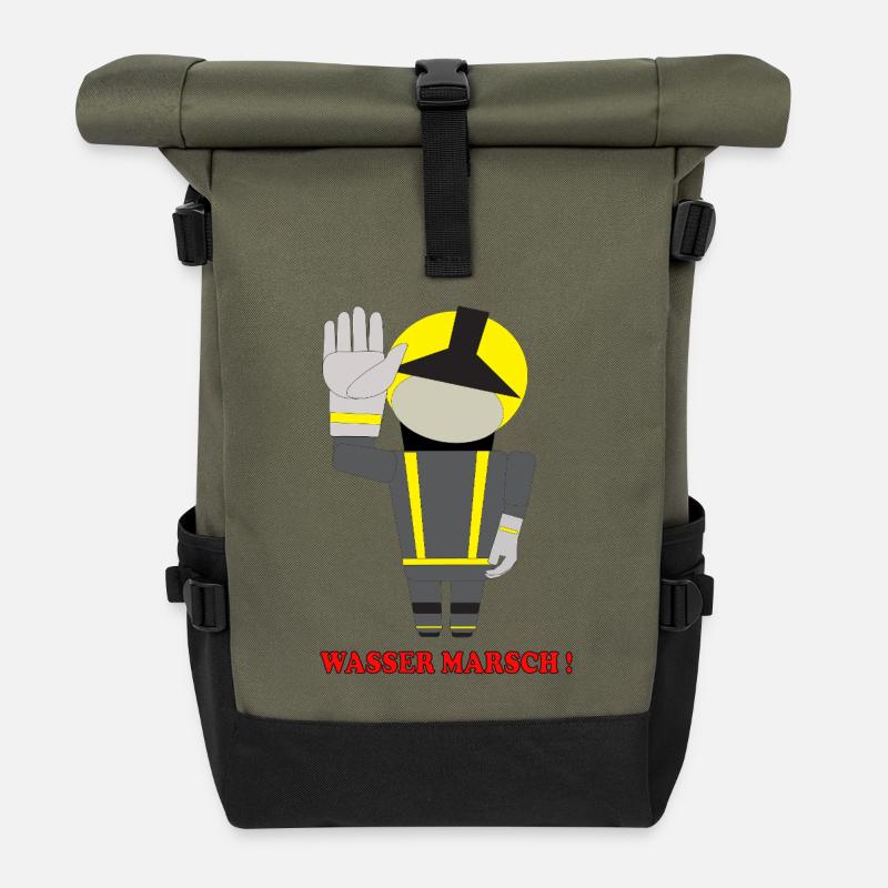 Wasser Marsch Feuerwehrheld - Rolltop Rucksack - Olive/Schwarz