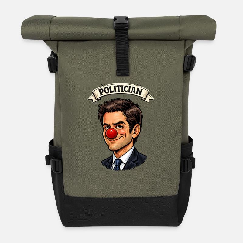 Politician lying clown color - Roll Top Backpack - olive/black