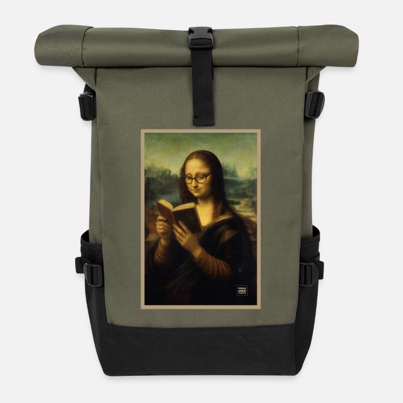 Mona Lisa Reading - Rolltop Rucksack - Olive/Schwarz