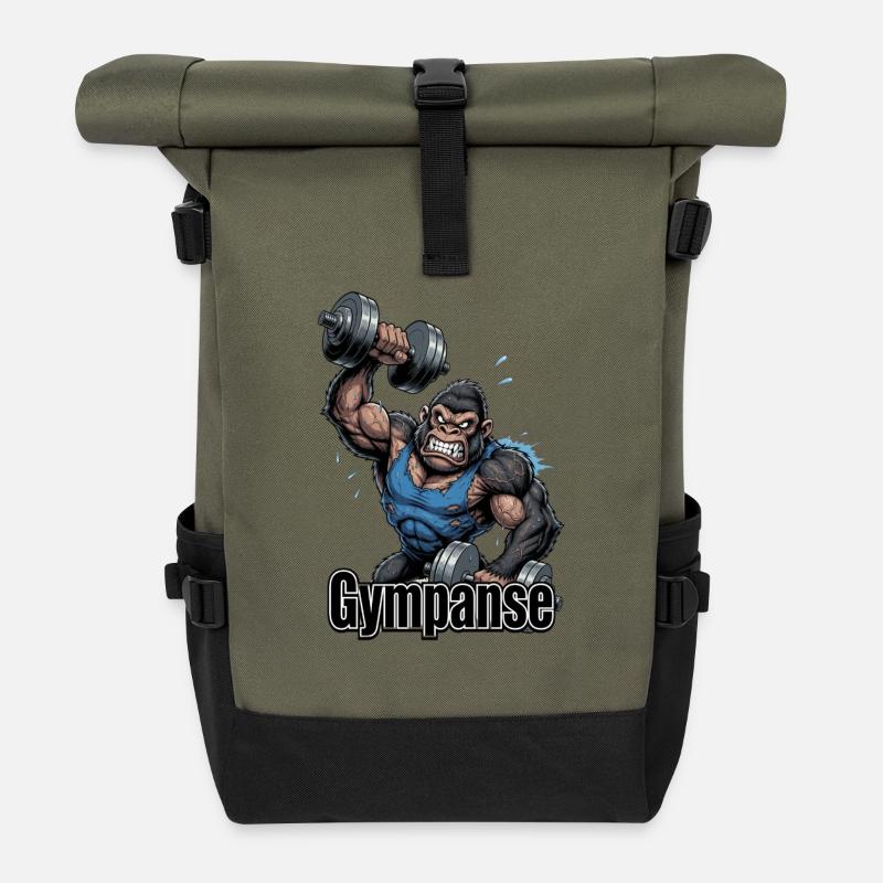 Gympanse Power Gorilla - Roll Top Backpack - olive/black