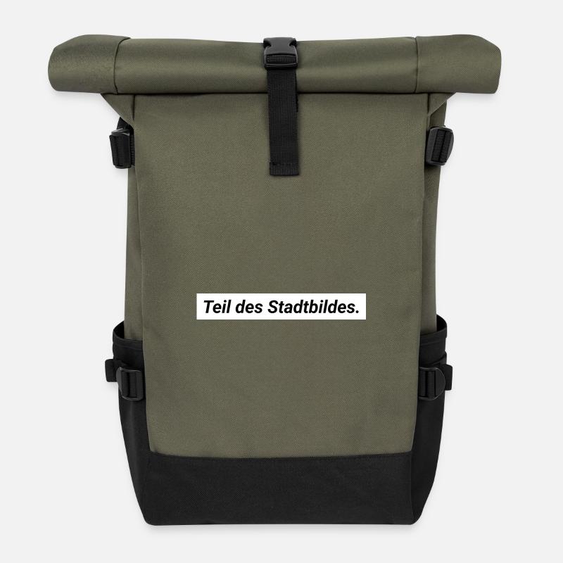 Cityscape Statement Merz Democracy Diversity - Roll Top Backpack - olive/black