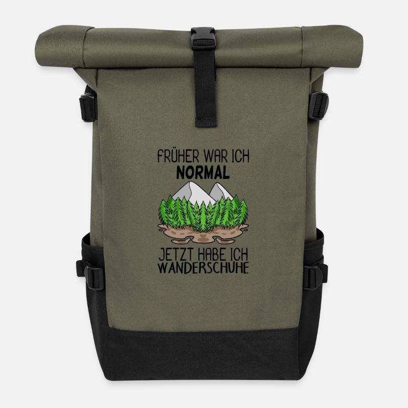Berg Berge Wandern - Rolltop Rucksack - Olive/Schwarz