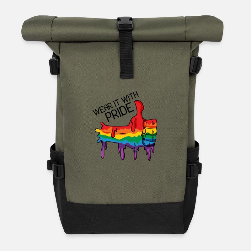 Gay Pride Geschenk - Rolltop Rucksack - Olive/Schwarz