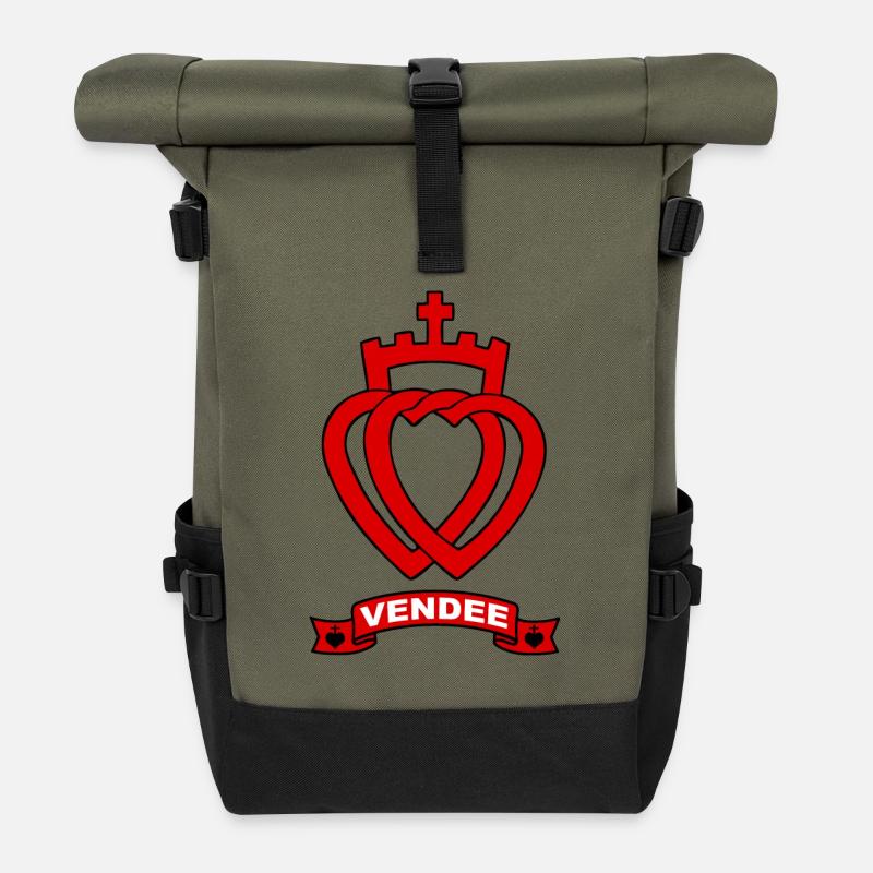 Vendee Herzen - Rolltop Rucksack - Olive/Schwarz