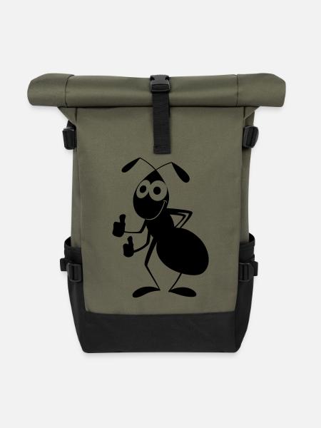 Ameise mit Daumen hoch - Rolltop Rucksack - Olive/Schwarz