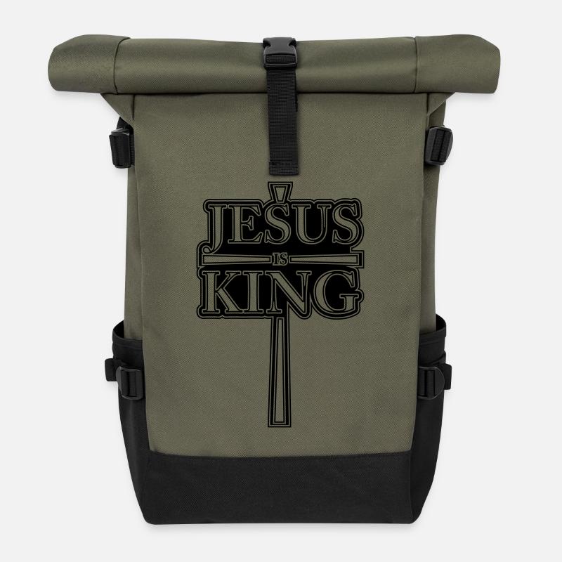 jesus is king 1 - Rolltop Rucksack - Olive/Schwarz