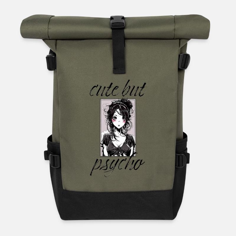 cute but psycho - Roll Top Backpack - olive/black