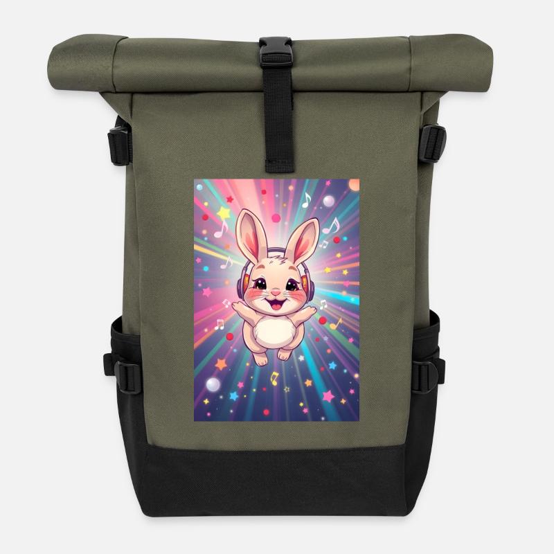 Glückshase Musik Nr.4 - Rolltop Rucksack - Olive/Schwarz