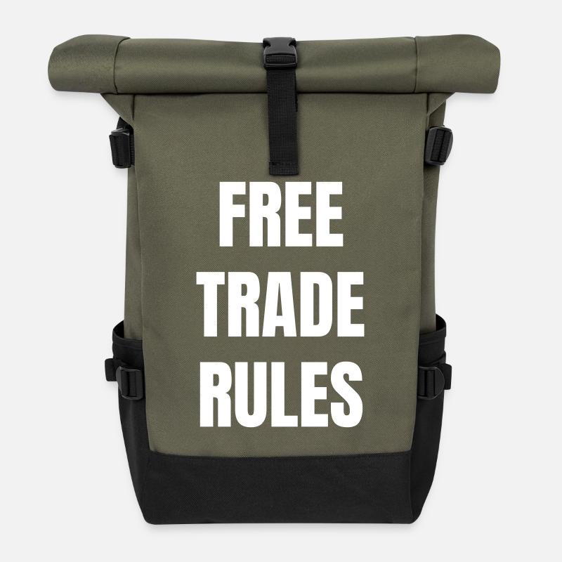 Free Trade Rules - Roll Top Backpack - olive/black