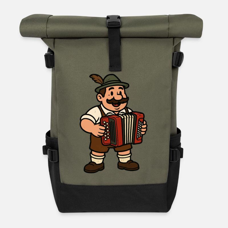 bayer akkordeon - Rolltop Rucksack - Olive/Schwarz