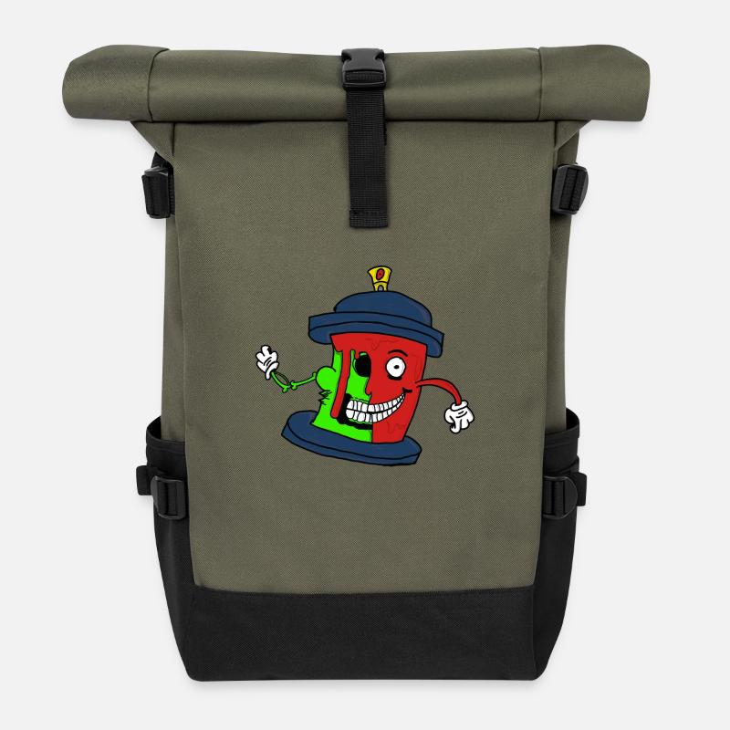 Crazy Spray - Rolltop Rucksack - Olive/Schwarz