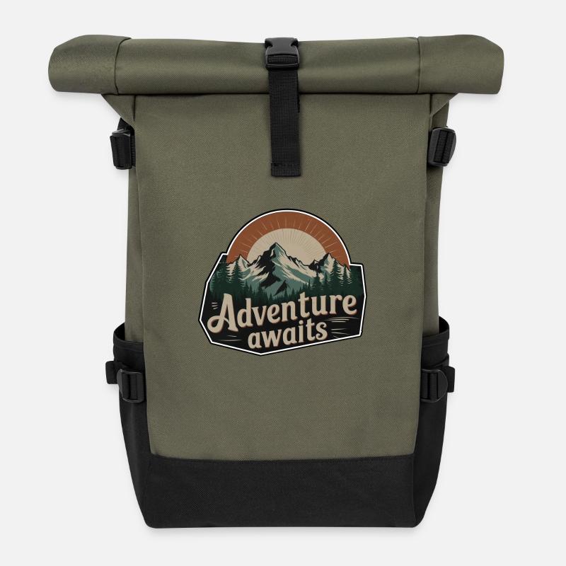 AdventureWaits - Roll Top Backpack - olive/black