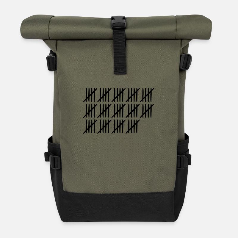 70 Geburtstag Strichliste - 70 Jahre alt - Rolltop Rucksack - Olive/Schwarz