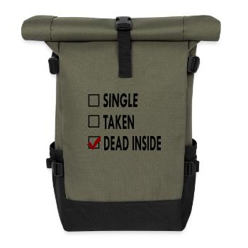SINGLE noir blanc DEAD - Sac à dos roll top - olive/noir - Devant