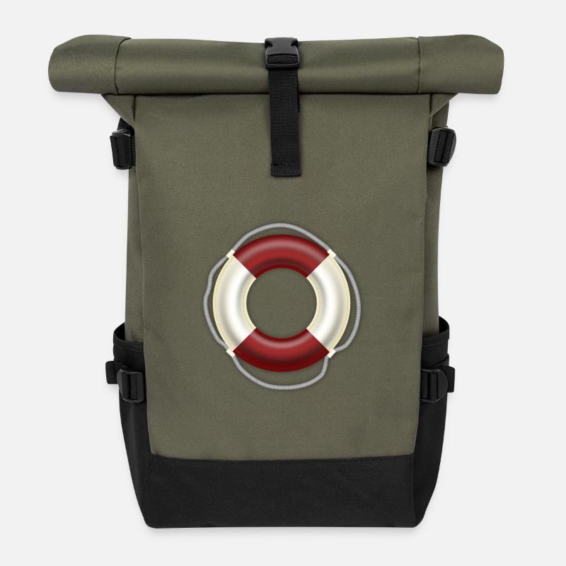 Bouée de sauvetage - Sac à dos roll top - olive/noir