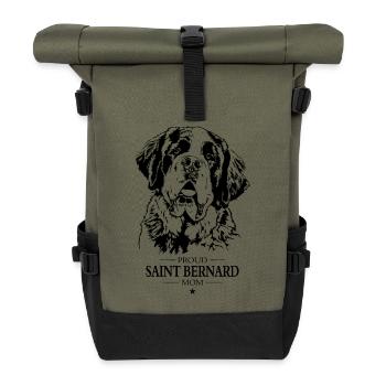 Saint Bernard Mom Hunde Hund Bernhardiner Wilsigns - Rolltop Rucksack - Olive/Schwarz - Vorne