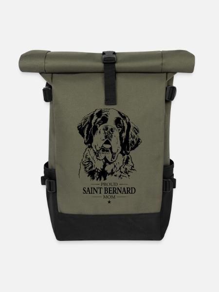Saint Bernard Mom Hunde Hund Bernhardiner Wilsigns - Rolltop Rucksack - Olive/Schwarz