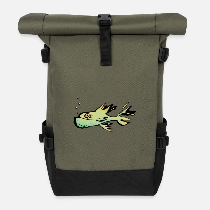 Fish - Roll Top Backpack - olive/black
