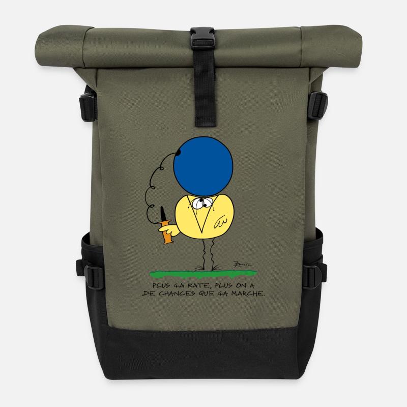 Plus ça rate, plus ça marche - Sac à dos roll top - olive/noir