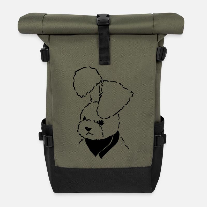 Franky, the rabbit - Roll Top Backpack - olive/black