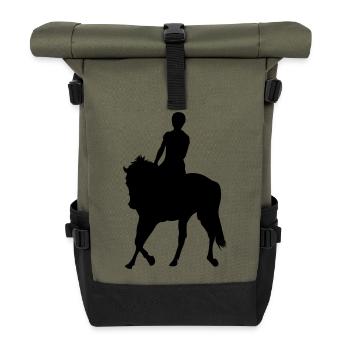 Chevaux,cheval,équitation,poney,cowboy,trot,galop - Sac à dos roll top - olive/noir - Devant