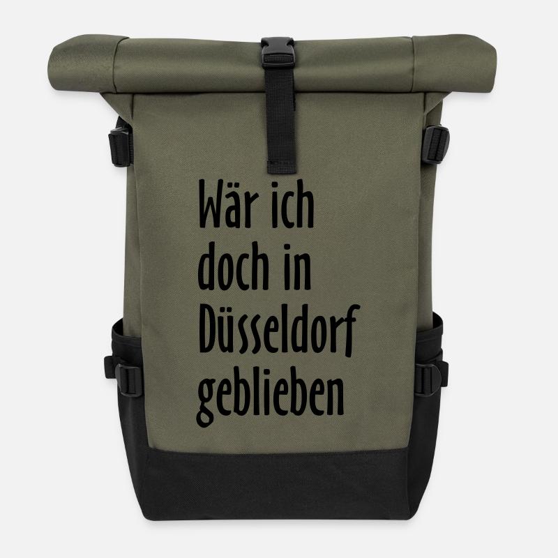 Wär ich doch in Düsseldorf geblieben - Rolltop Rucksack - Olive/Schwarz
