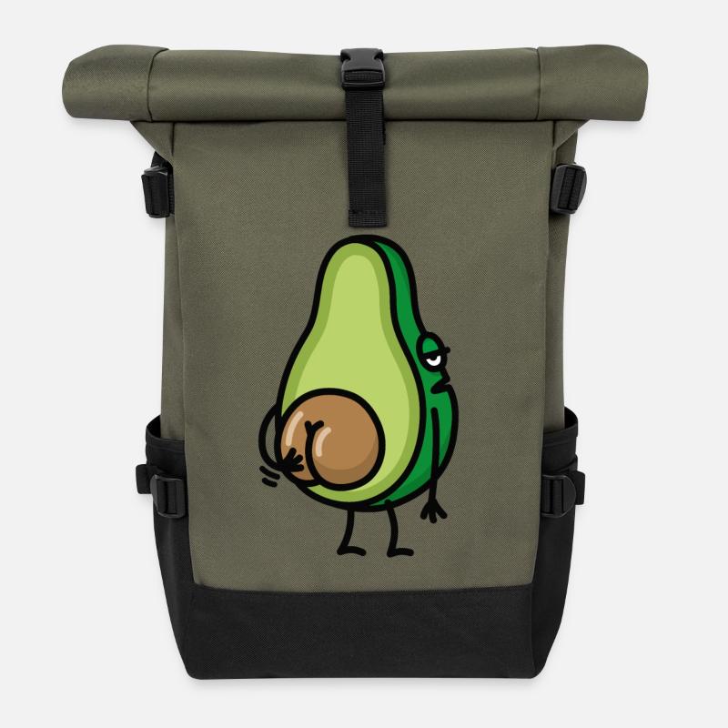 Lustig Avocado Hintern Arsch kratzen Geschenkidee - Rolltop Rucksack - Olive/Schwarz