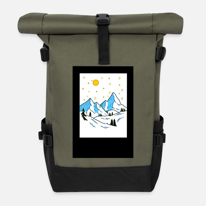 Berglandschaft im Sonnenlicht - Rolltop Rucksack - Olive/Schwarz
