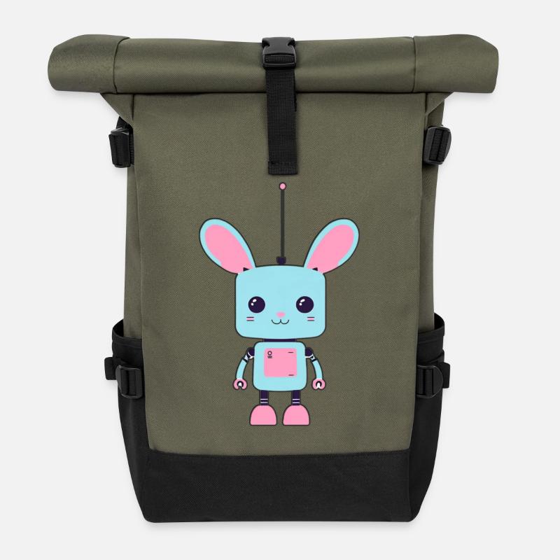 Der Hasenroboter - Rolltop Rucksack - Olive/Schwarz
