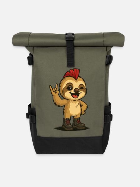 Punky Faultier-Power - Rolltop Rucksack - Olive/Schwarz