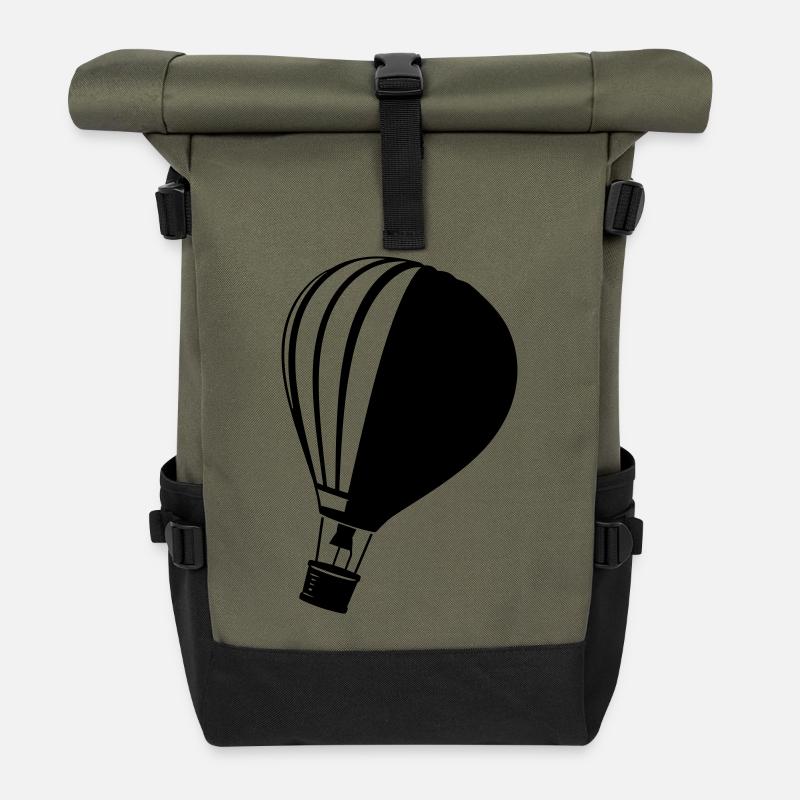 Classic Hot Air Balloon Silhouette - Roll Top Backpack - olive/black
