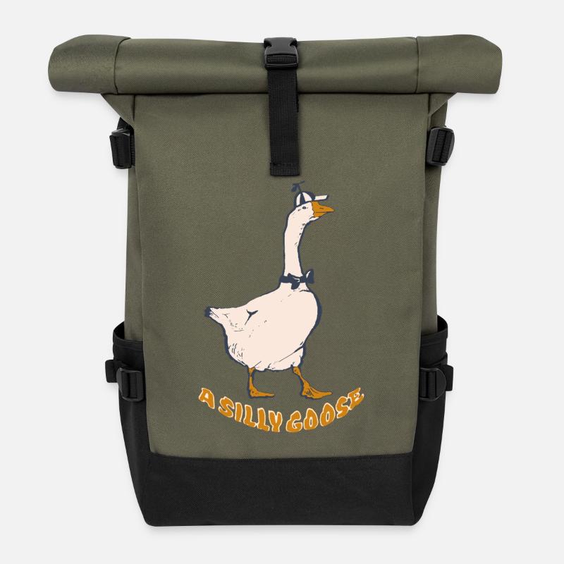THE SILLY GOOSE - Roll Top Backpack - olive/black