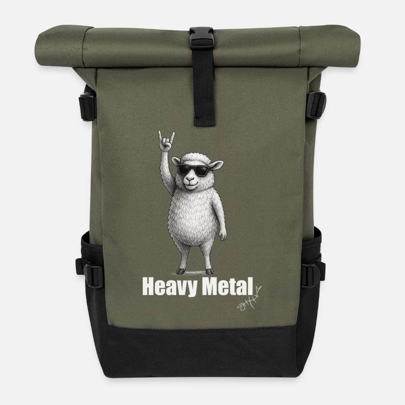 Moutons du Heavy Metal : Dynamisme - Sac à dos roll top - olive/noir