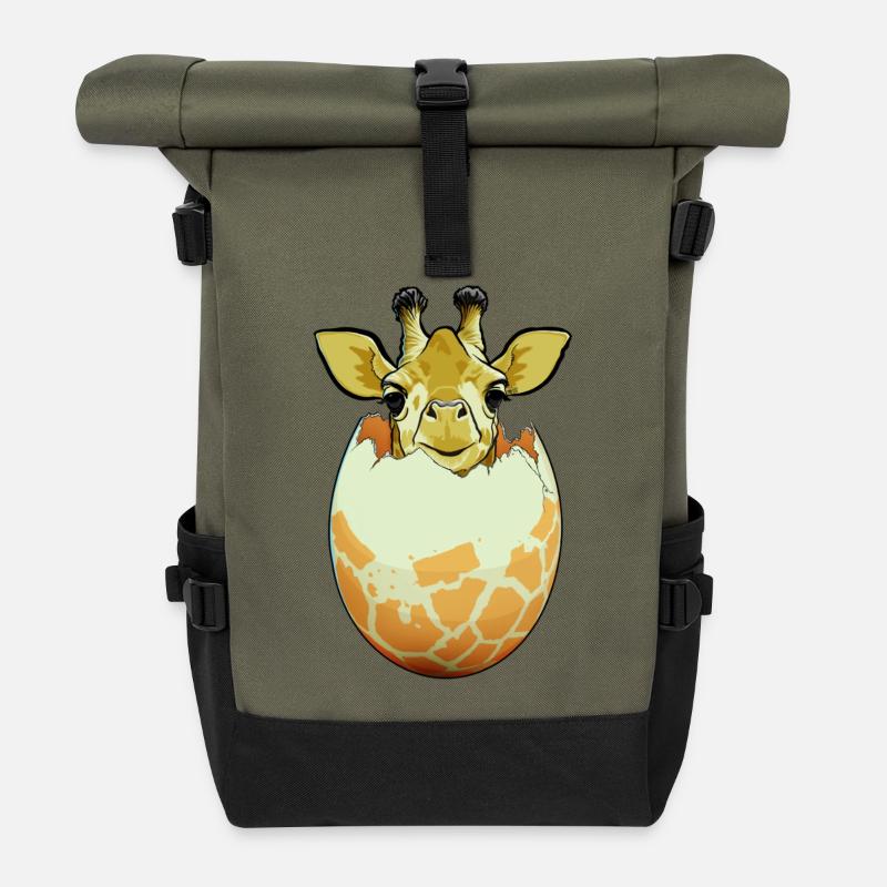Éclosion de girafe - Sac à dos roll top - olive/noir